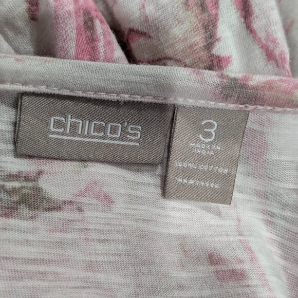 Chico's Women's Tie-Dye Scoop Neck Blouse, Pink, Size 3 (Large), 100% Cotton - Picture 8 of 10